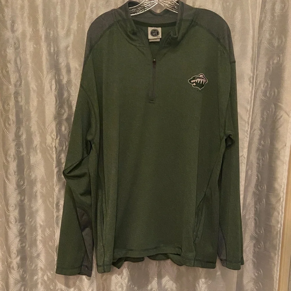 NHL Minnesota Wild Green and Gray Quarter-Zip Pullover Men’s Size XXL 🔥 YB2